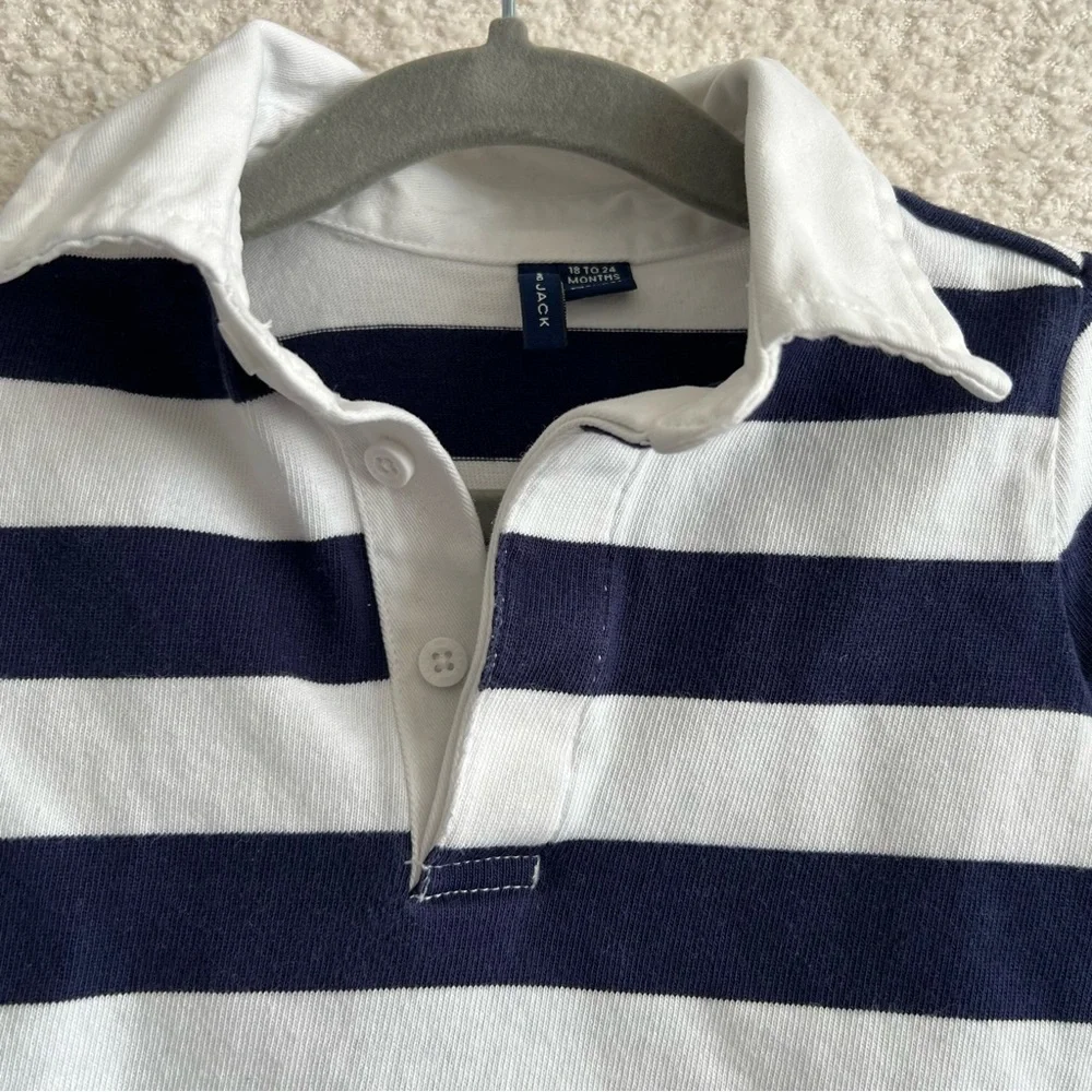 Janie And Jack Boys Collar Toddler Stripe‎ Long Sleeve Shirt Size 18-24 Months